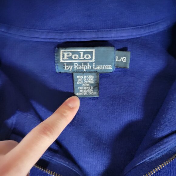 VINTAGE Blue Polo Ralph Lauren Quarter-Zip - Picture 3 of 4